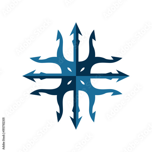 Abstract Multidirectional Arrow Logo Symbol Representing Direction Choice Compass Strategy
