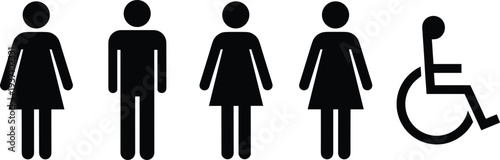 Male Female and Disabled Person Icons on White Background vector illustration