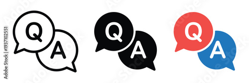 Q and A icon, questions and answers symbol with speech bubbles, vector illustration