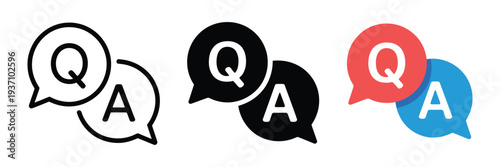 Q and A icon, questions and answers symbol with speech bubbles, vector illustration