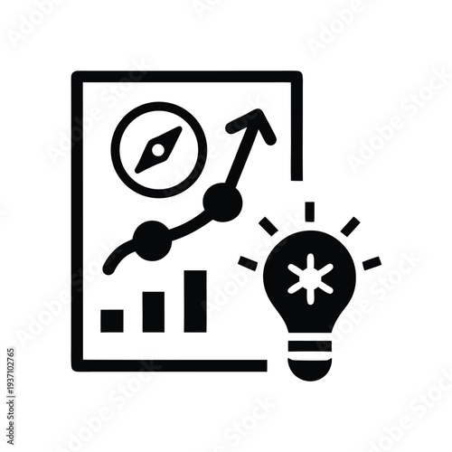 Chart illustrates moneymaking strategies alongside a bag symbol showing dollar growth and market tactics