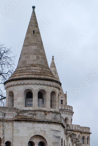 Obraz na plátně Fisherman's bastion on a winter Christmas holidays, Budapest, Hungary