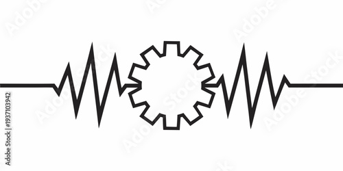 Heartbeat rhythm with gear cog in modern design