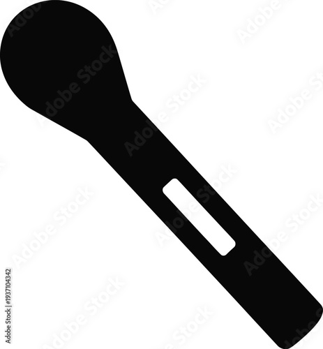 Black silhouette of a microphone with a white rectangular detail audio sound