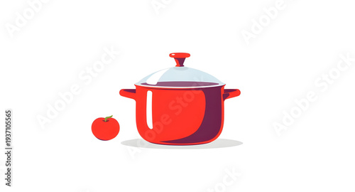 pot, red, lid, cookware, kitchen, utensil, cooking, container, saucepan, stockpot, casserole, metal, enamel, cookwareware, kitchenware, home, household, food, boiling, stew, soup, meal, chef, culinary