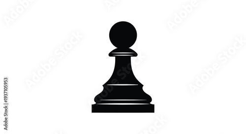 A minimalist depiction of a black chess pawn isolated on a stark white background high quality