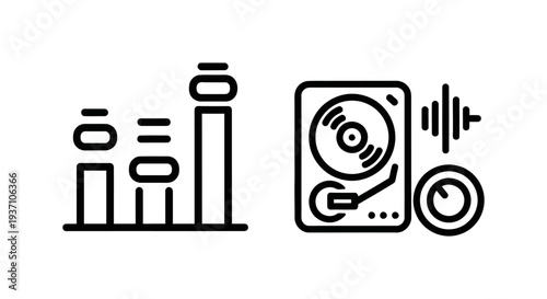 FX control and DJ effects icons representing audio mixing, sound manipulation, and music production equipment