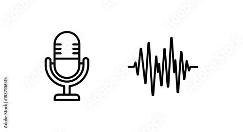 Speech Recognition and AI Processing Icons: Voice Technology, Audio Analysis, and Machine Learning Concepts