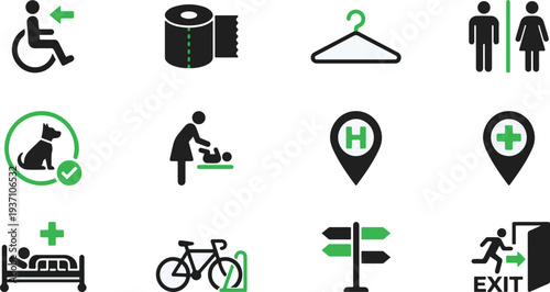 Public Facility and Accessibility Icon Set
