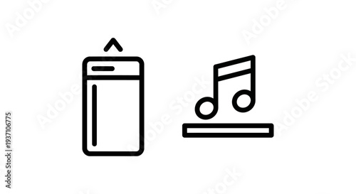 Music track browser and library icons, symbolizing digital music organization, selection, and audio content management.