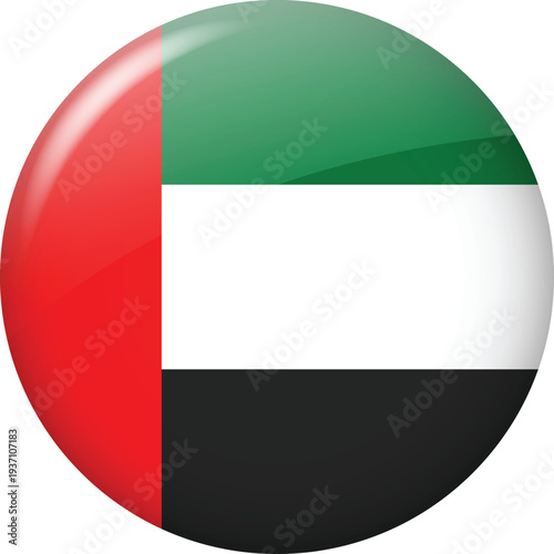 Glossy Round United Arab Emirates Flag Button Icon