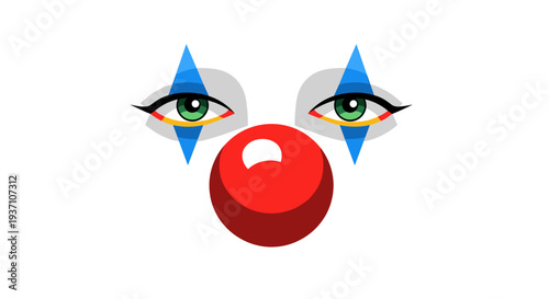 Clown nose and makeup eyes for comedy costume and April Fools prank concept