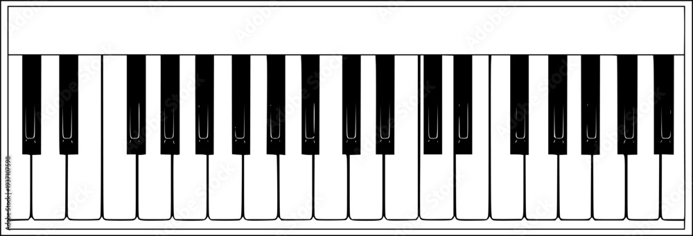 Fototapeta premium vector round frame of piano keyboard isolated on white background. modern music illustration. classic music. template for piano concert 