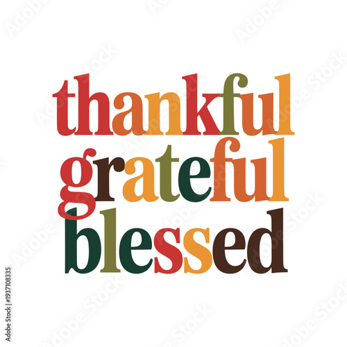 Gratitude typography colorful thankful words on beige background