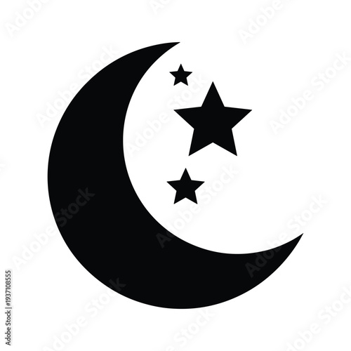 Crescent Moon Stars Night Sky Vector