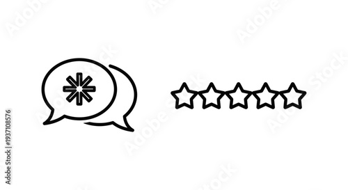 Customer Reviews and Rating Stars Line Icon Set for Feedback, Satisfaction, and Product Evaluation