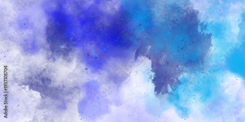 Watercolor abstract bright colorful textural background handmade. Watercolor deep blue background with subtle watercolor washes and small bright accents resembling the glow of stars on a frosty night	