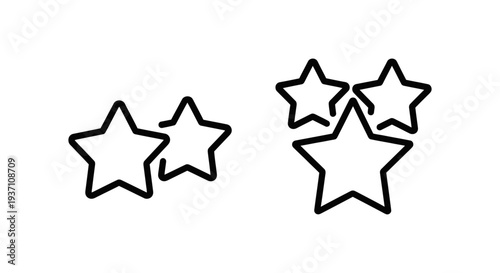 Ratings and Star Rating Icons for Customer Feedback and Product Reviews, Outline Vector Illustration