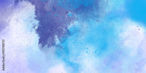 Watercolor abstract bright colorful textural background handmade. Watercolor deep blue background with subtle watercolor washes and small bright accents resembling the glow of stars on a frosty night	
