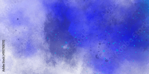 Watercolor abstract bright colorful textural background handmade. Watercolor deep blue background with subtle watercolor washes and small bright accents resembling the glow of stars on a frosty night	