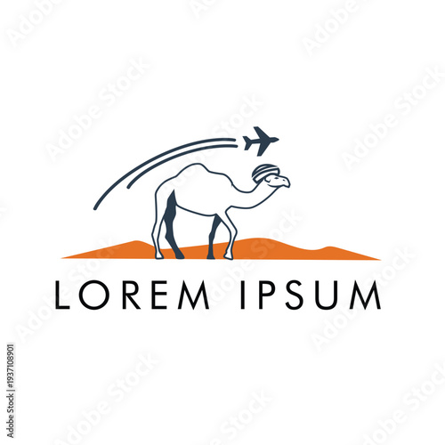 Arabian-themed travel logo in the form of a camel