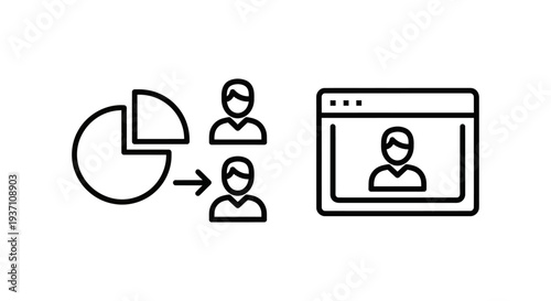 Self-service Business Intelligence and User Portal Icons: Data Personalization, Customer Access, and Analytics Dashboard Vector