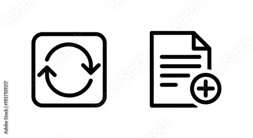 Data Sync Refresh and Add New Document File Interface Icons