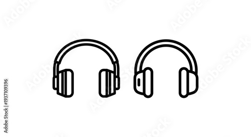 Professional Studio Headphones Icon Set for Music Production, Podcasting and Audio Recording