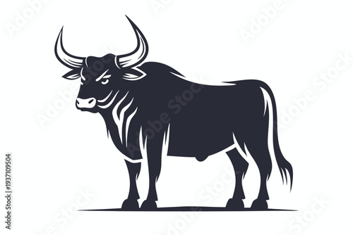 A fierce bull strides forward boldly shown in black and white image