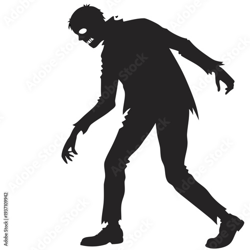 Creepy Zombie Silhouette in Menacing Stance for Halloween Horror Design