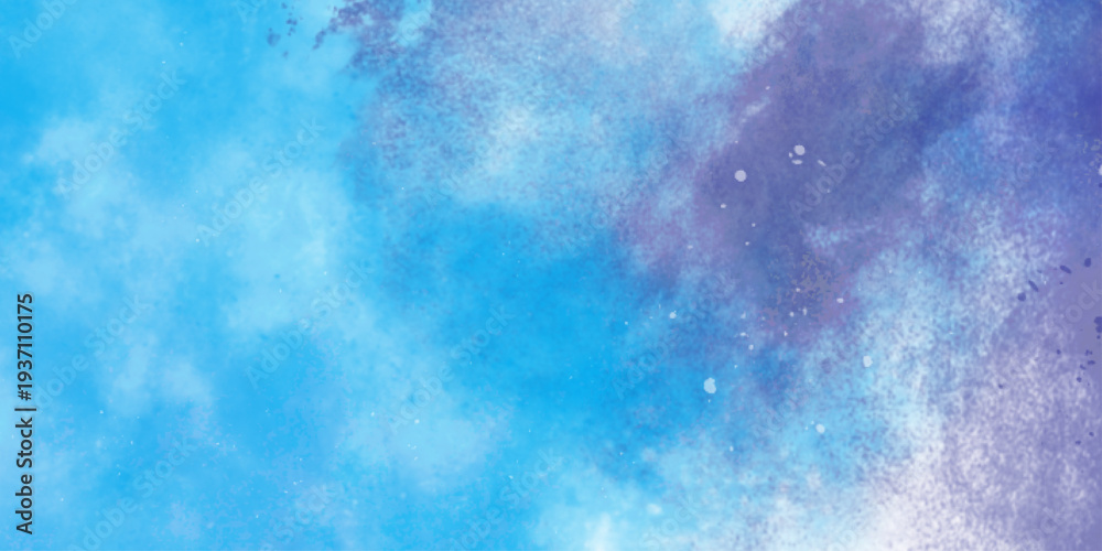 Fototapeta premium Watercolor abstract bright colorful textural background handmade. Watercolor deep blue background with subtle watercolor washes and small bright accents resembling the glow of stars on a frosty night 
