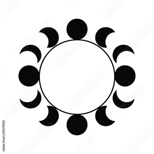 Moon Phases Cycle Emblem Commerce