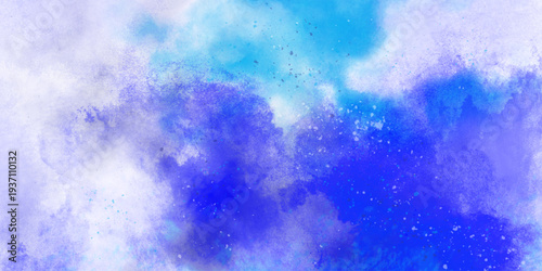 Watercolor abstract bright colorful textural background handmade. Watercolor deep blue background with subtle watercolor washes and small bright accents resembling the glow of stars on a frosty night	