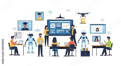 AI Education and Future Training: Hybrid Learning Classroom with Robots, Students, Drones, and Digital Technology Integration