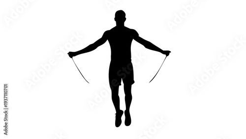 Male Athlete Silhouette Skipping Rope Jump Rope Cardio Workout Action Pose