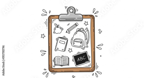 Clipboard with Various Items and Notes.