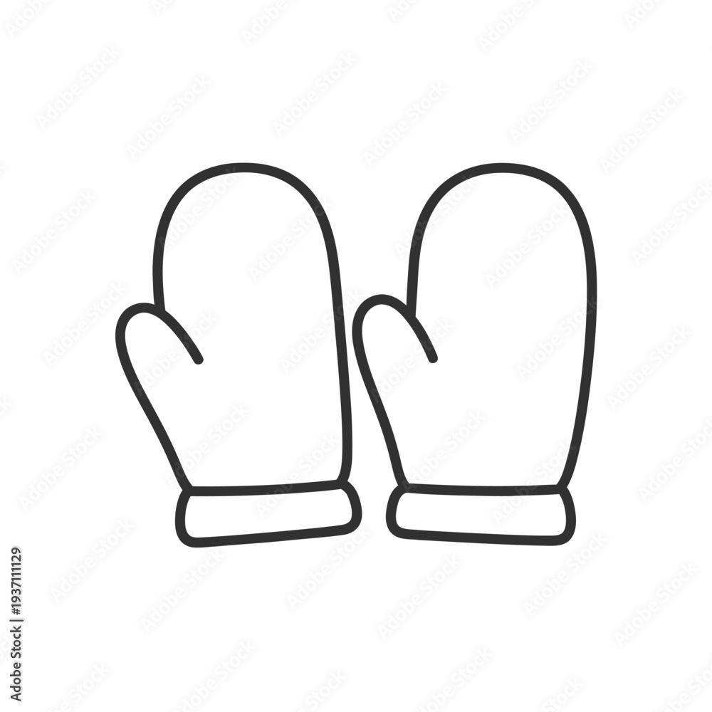 Obraz premium Simple Line Drawing of Winter Mittens