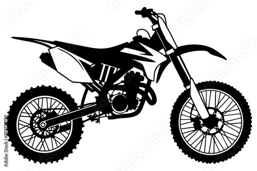 Motocross Dirt Bike Silhouette Vector Icon for Extreme Off-Road Motorcycle Racing
