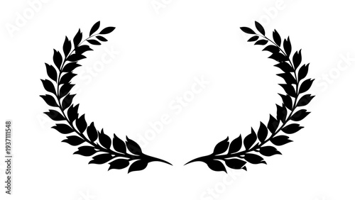 Laurel Wreath Silhouette Vector Icon for Victory Award and Achievement Branding