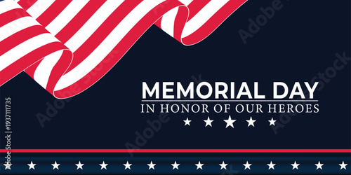 Memorial Day Banner with American Flag