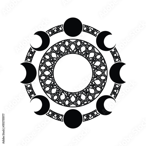 Moon Phases Mandala Circle Commercial Graphic