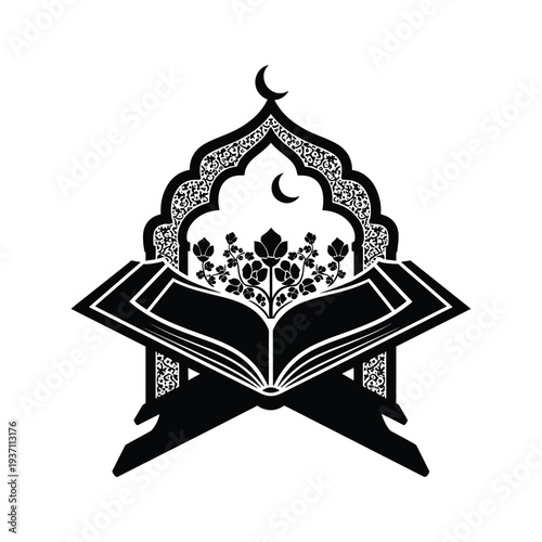 Quran Open Book Islamic Arch Symbol Commercial Use