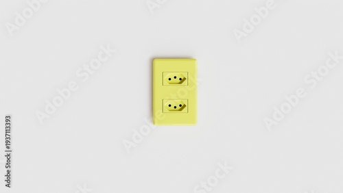 Modern Type N double wall power outlet socket. Minimalist white electrical plug point for home and office interior, professional hardware isolated on white background.