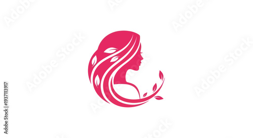 Woman silhouette with leaves illustration