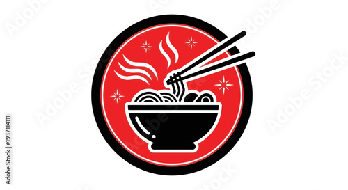 Noodle bowl with chopsticks vector illustration