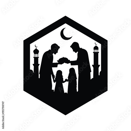 Islamic Family Giving Charity Eid Celebration