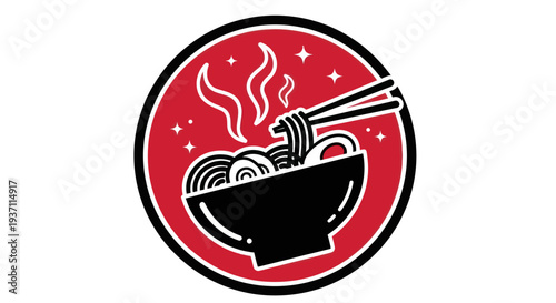 Noodle bowl with chopsticks graphic