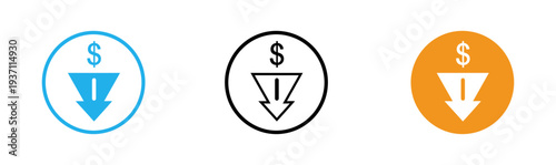 Financial downward trend icons