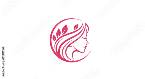 Woman profile with leaves logo