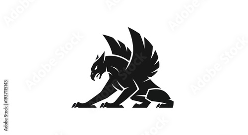 Stylized griffin silhouette on white